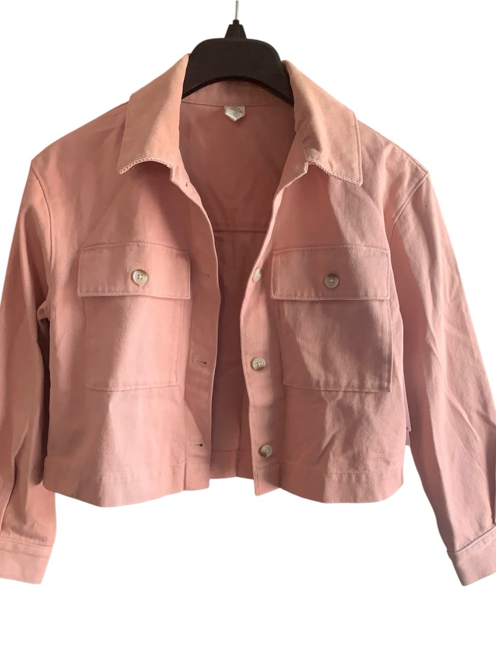 Treasure & Bond Blush Pink Cropped Cotton Jacket
